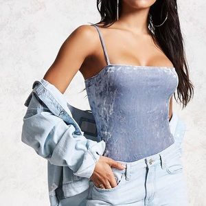 Light blue velvet bodysuit